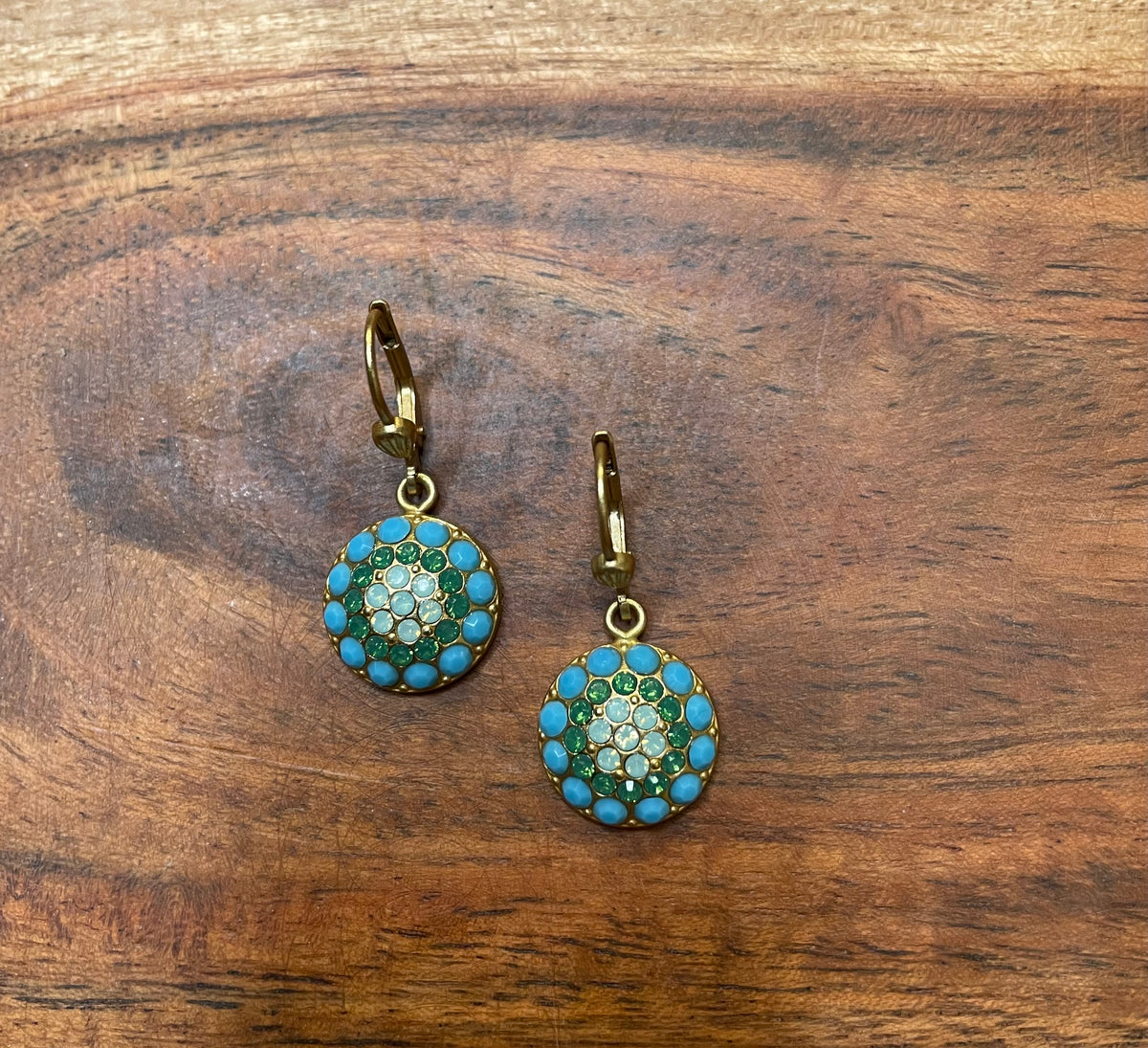La Vie Parisienne By Catherine Popesco Pacific Opal, Green & Turquoise Crystal Earrings