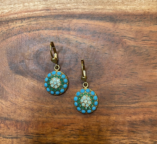 La Vie Parisienne By Catherine Popesco Pacific Opal, Green & Turquoise Crystal Earrings