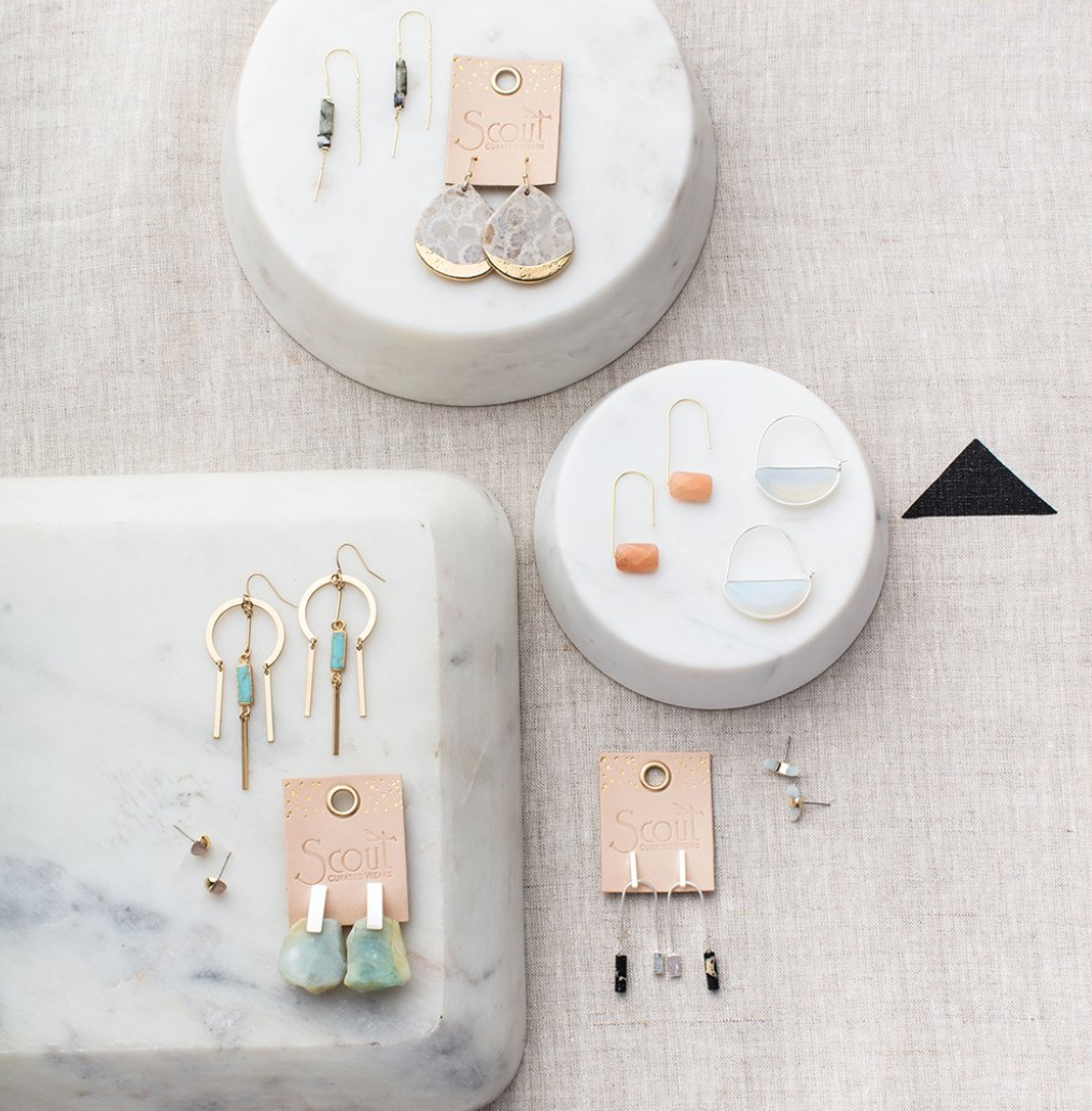 Scout Stone Dipped Teardrop Earrings Howlite And Gold