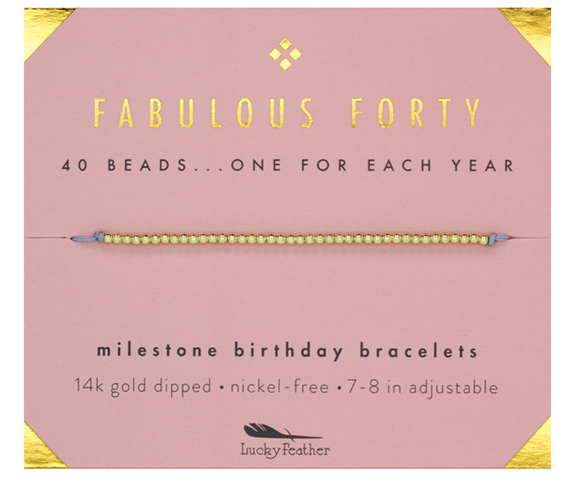 Lucky Feather Birthday Milestone Bracelet - Fabulous Forty