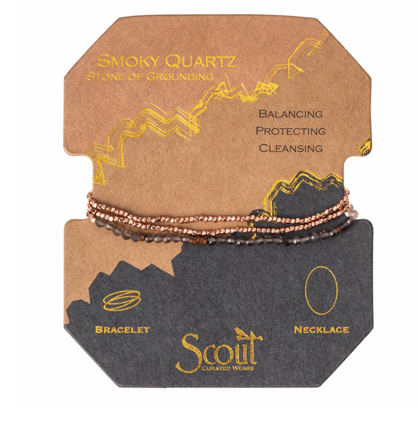 Scout Delicate Natural Stone Bracelet Wrap Smoky Quartz Stone Of Grounding