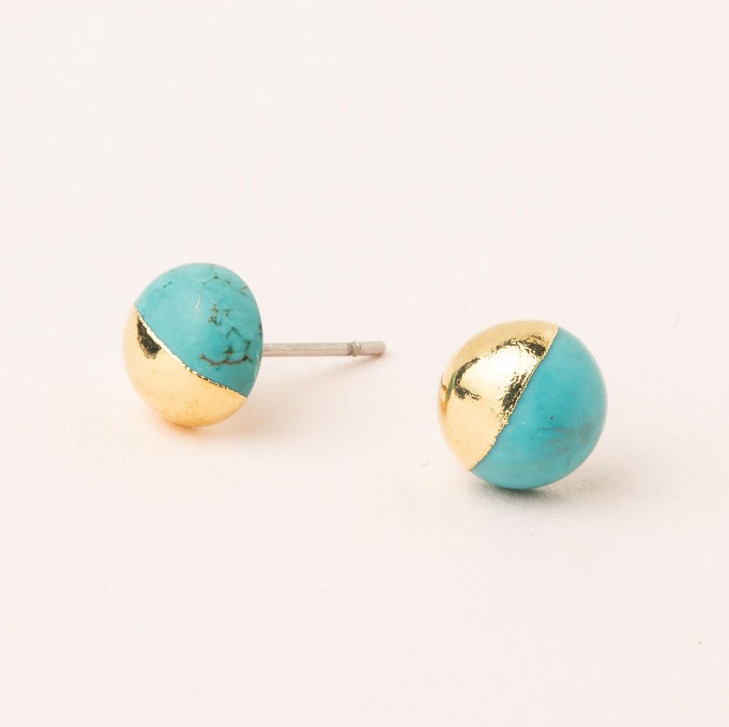 Scout Natural Dipped Stone Stud Earrings Turquoise Gold