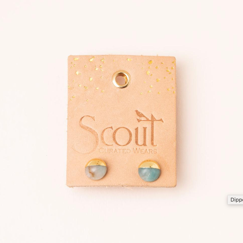 Scout Natural Dipped Stone Stud Earrings Turquoise Gold