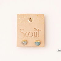 Scout Natural Dipped Stone Stud Earrings Rose Quartz And Gold