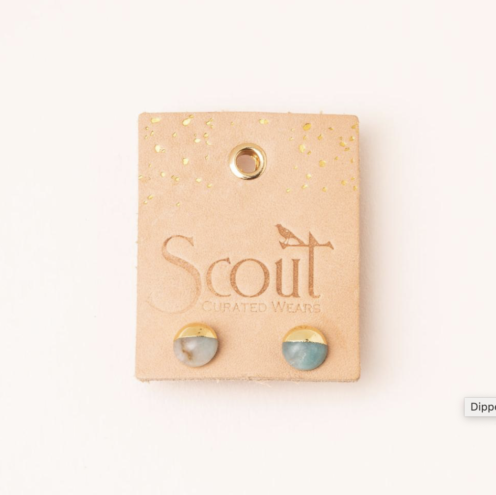 Scout Natural Dipped Stone Stud Earrings Black Spinel And Gold