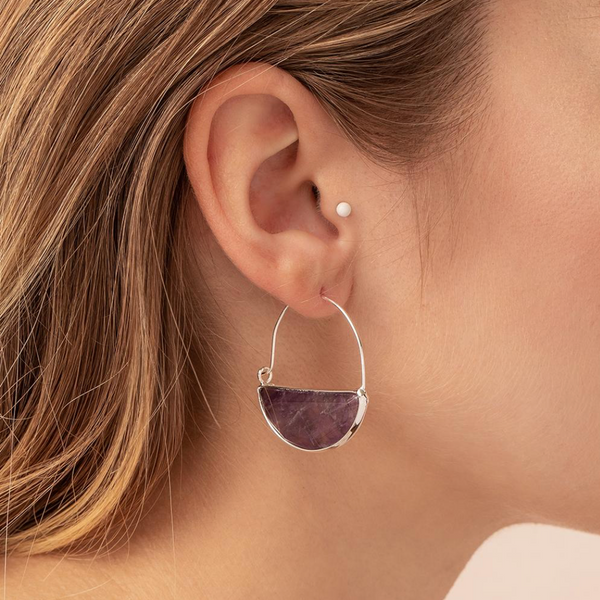 Scout Stone Prism Hoop Earrings Turquoise And Silver 