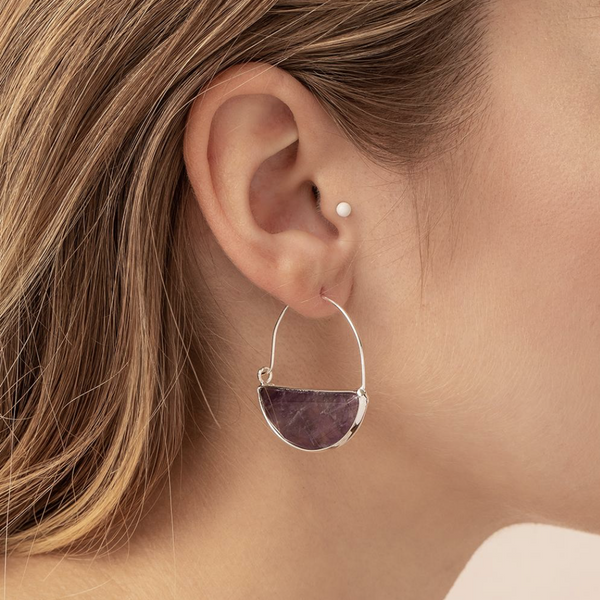 Scout Stone Prism Hoop Earrings Black Spinel And Gold