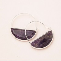 Scout Stone Prism Hoop Earrings Amethyst And Silver 