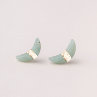 Scout Crescent Moon Stud Earrings Amazonite And Gold Stone Of Courage