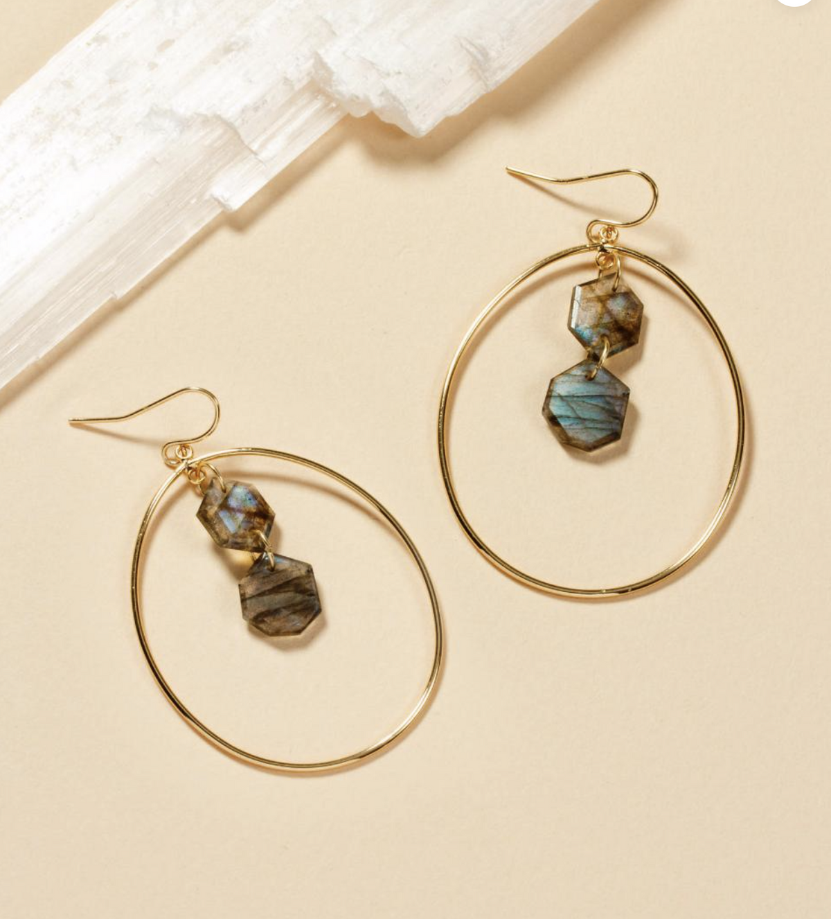 Luna Norte Labradorite Hoop Earrings in Gold
