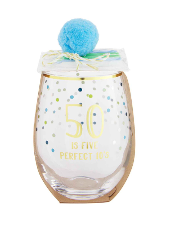 Mud Pie 50th Birthday Wine Glass and Candle Set - The Boutique at Fresh