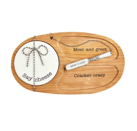 mud pie ceramic and wood appetizer board