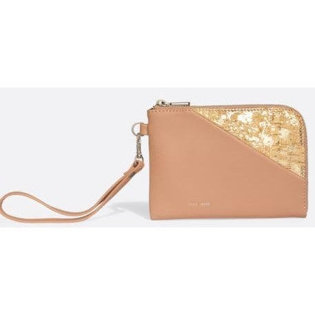 Pixie Mood Stacy Wristlet Apricot Metallic Rose Cork